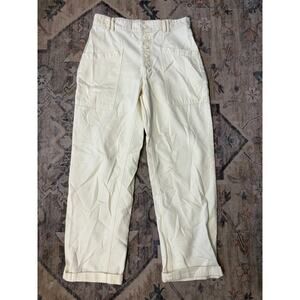 Urban Outfitters Womens 4 Utility Carpenter Pants White High Rise Cropped